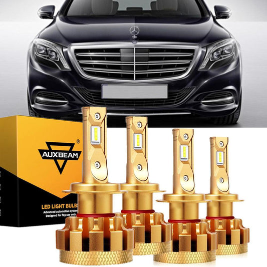 For 2001-2006 Mercedes-Benz S600 with Halogen Headlamps F-16 Plus Series Built-in Canbus LED Light Bulbs High Low Beam Bundle - Auxbeam  – éclairage LED auto