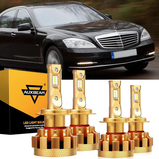 For 2000-2006 Mercedes-Benz S500 with Halogen Headlamps F-16 Plus Series Built-in Canbus LED Light Bulbs High Low Beam Bundle - Auxbeam  – éclairage LED auto