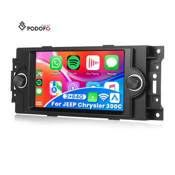 Podofo 6.2 ''Autoradio 2 + 64G sans fil Carplay/Android Auto GPS/WiFi/BT/FM/RDS pour JEEP/Dodge/Chrysler 300C Dropshipping