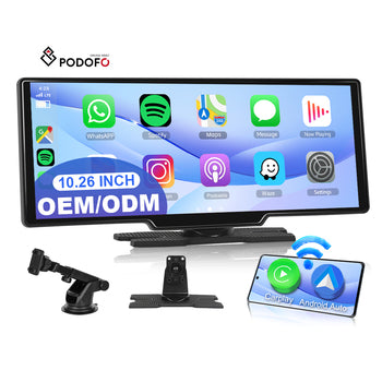 Podofo 10.26 ''Autoradio portable Autoradio Écran Carplay sans fil Android Auto Transmission FM/Airplay/BT Auto Electronics