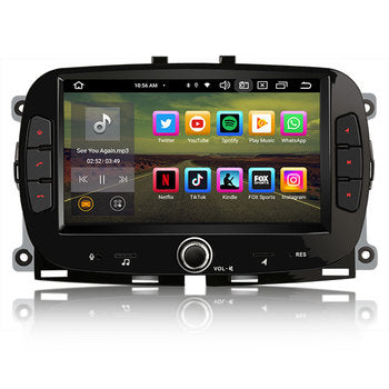 Erisin ES8551F 7 "Android 14.0 Voiture GPS Tableau de Bord Auto Stéréo pour Fiat 500/500C/500S/500E 2016-2019 CarPlay 500 Hybrid