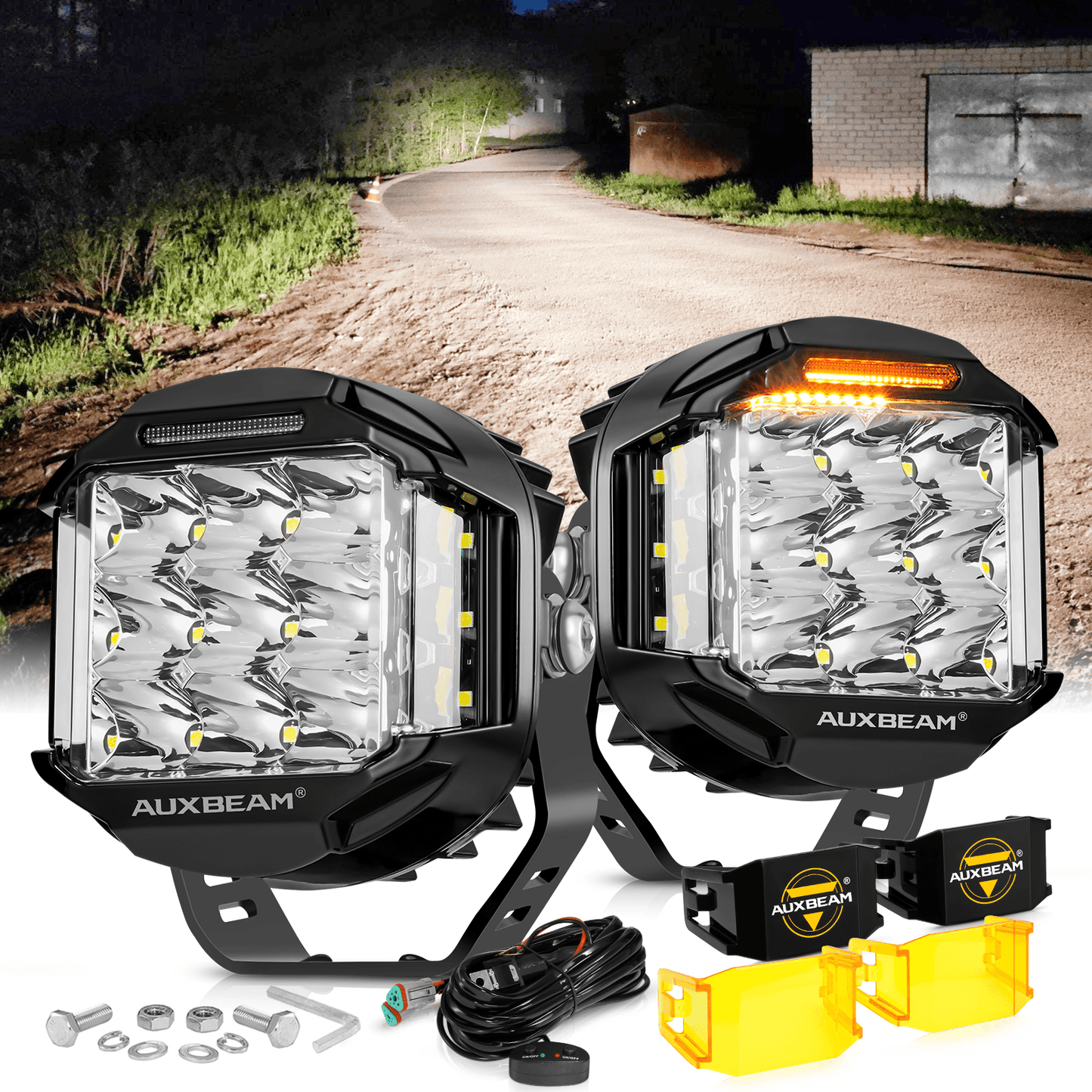 V-MAX Series | 5 Inch 168W 16440LM Combo Beam Side Shooter LED Round Pod Lights with Amber DRL - Auxbeam  – éclairage LED auto
