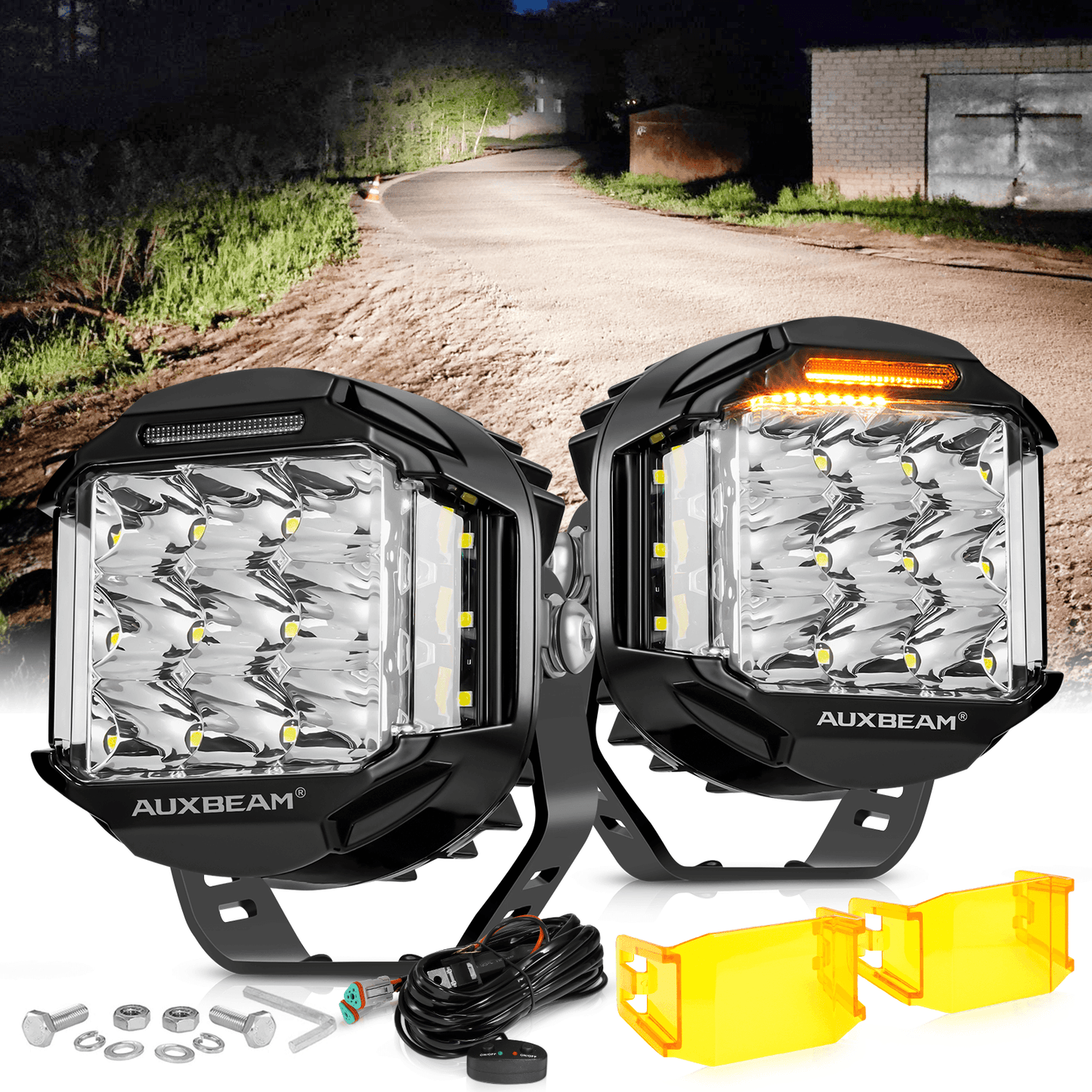 V-MAX Series Combo Beam Side Shooter LED Pod Lights with Amber DRL