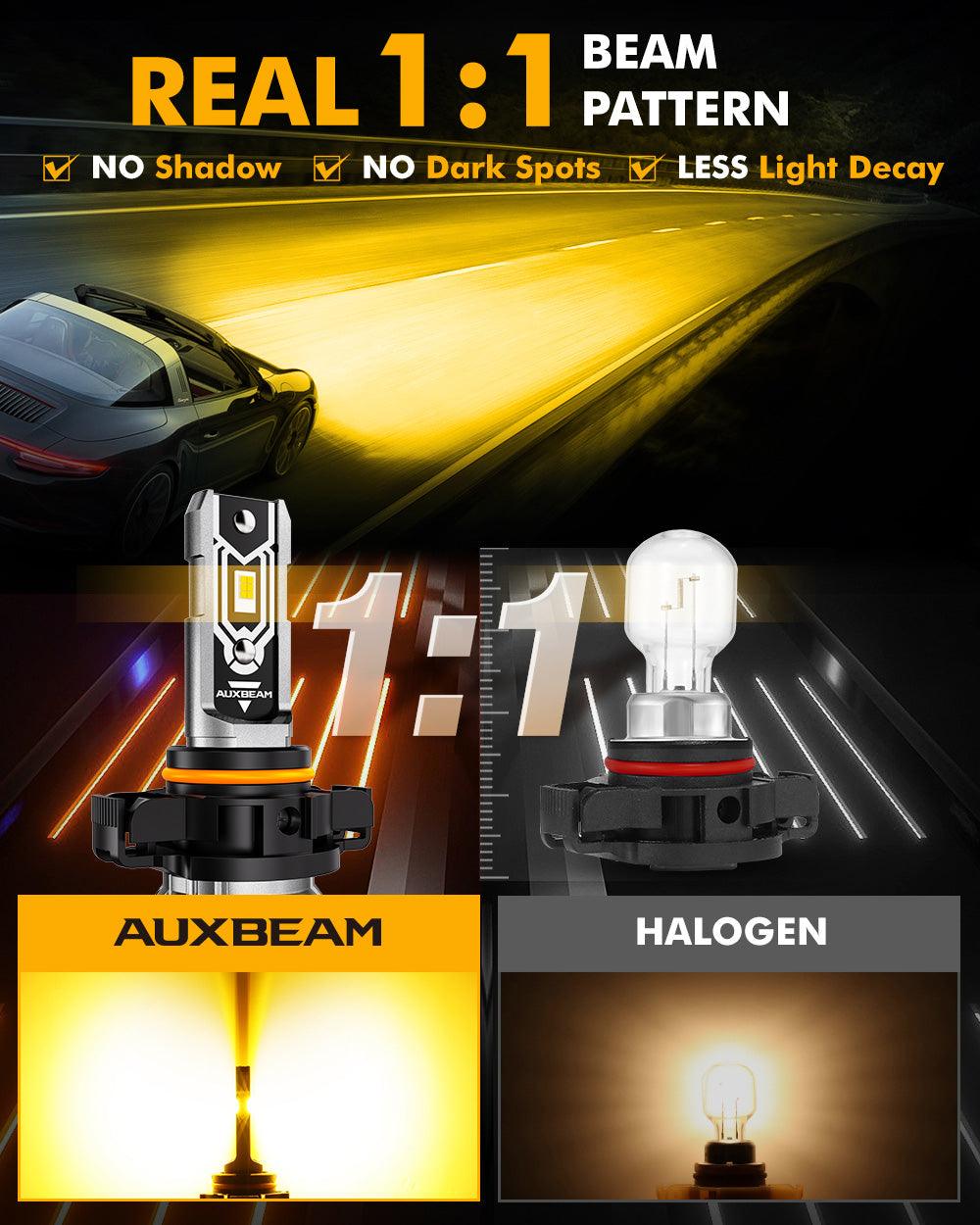 🆕5202 5202 5201 PS24W H16EU LED Fog Light/DRL Bulbs 50W 10000LM 3000K Golden Yellow Q5 Series | 2 Bulbs