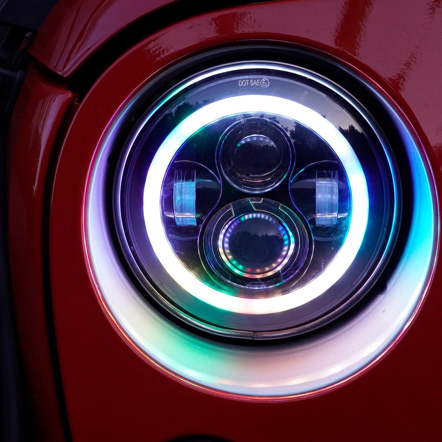 RGB 7 Inch Headlight + 4 Inch Fog Light Combo for Jeep Wrangler JK TJ LJ CJ 1997-2018, Bluetooth Multi-color