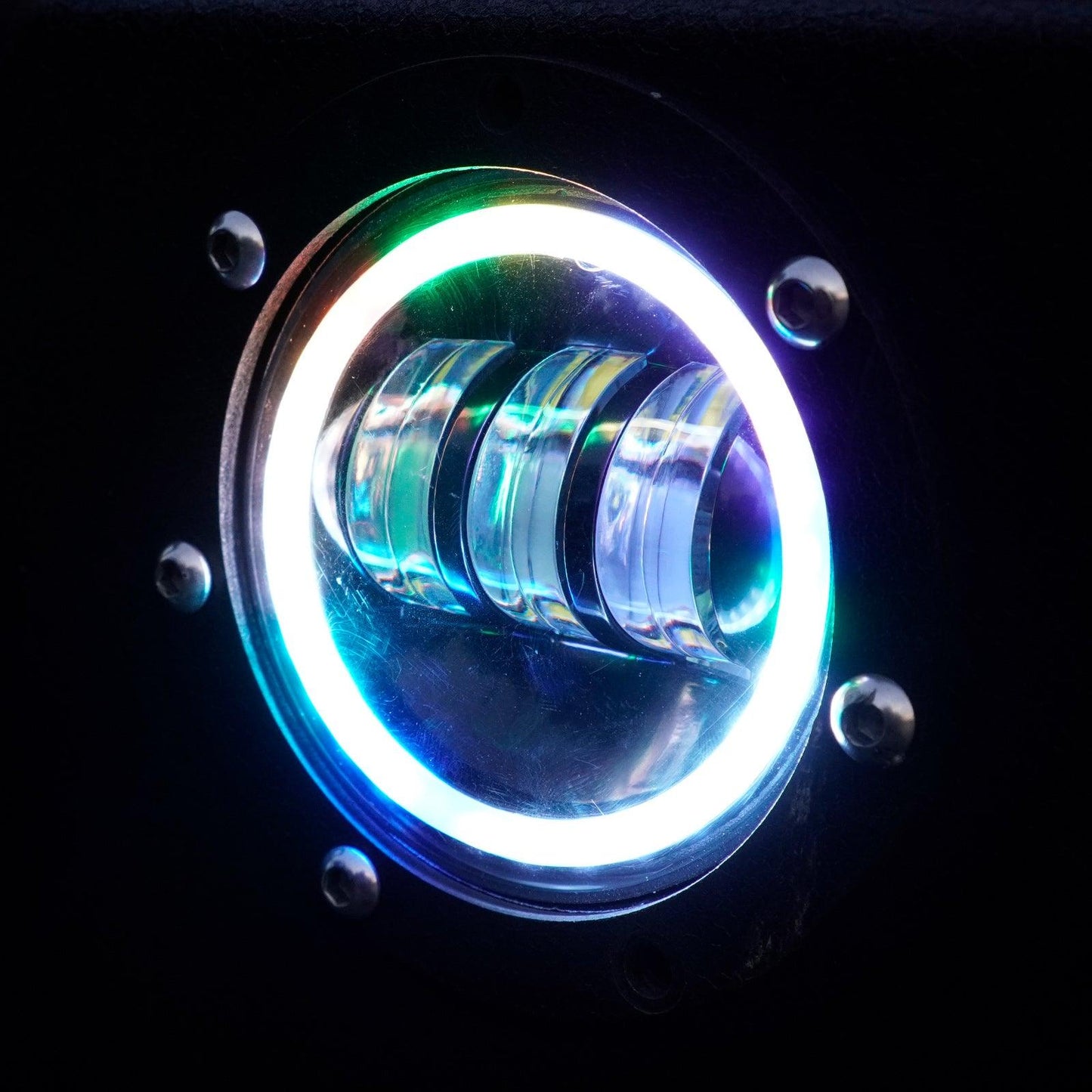 RGB 7 Inch Headlight + 4 Inch Fog Light Combo for Jeep Wrangler JK TJ LJ CJ 1997-2018, Bluetooth Multi-color