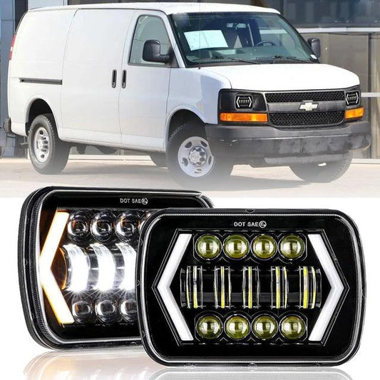 (2pcs/set) 7x6 Inch Projecteur LED avec Halo pour Chevrolet Express