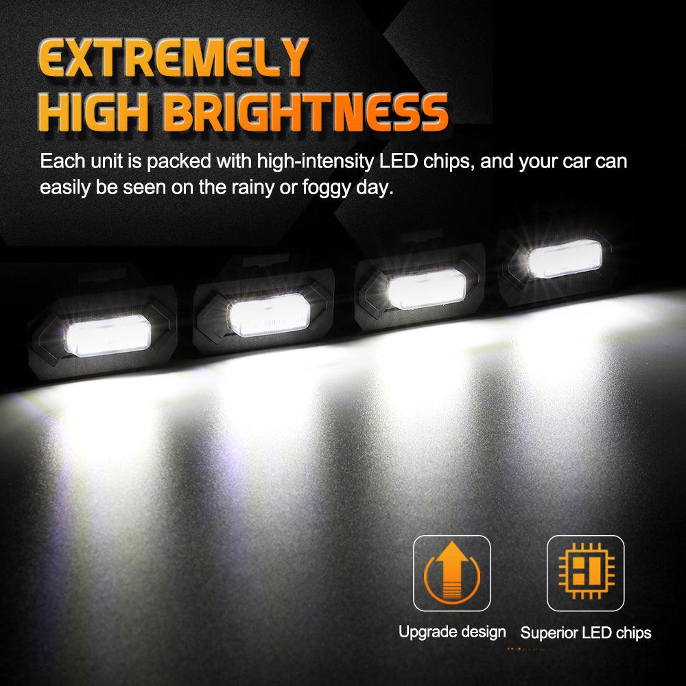 (4pcs/set) LED Front Grille Lights White Light for Toyota Tacoma 2020-2021 TRD Off Road/TRD Sport (Smoked Shell) 