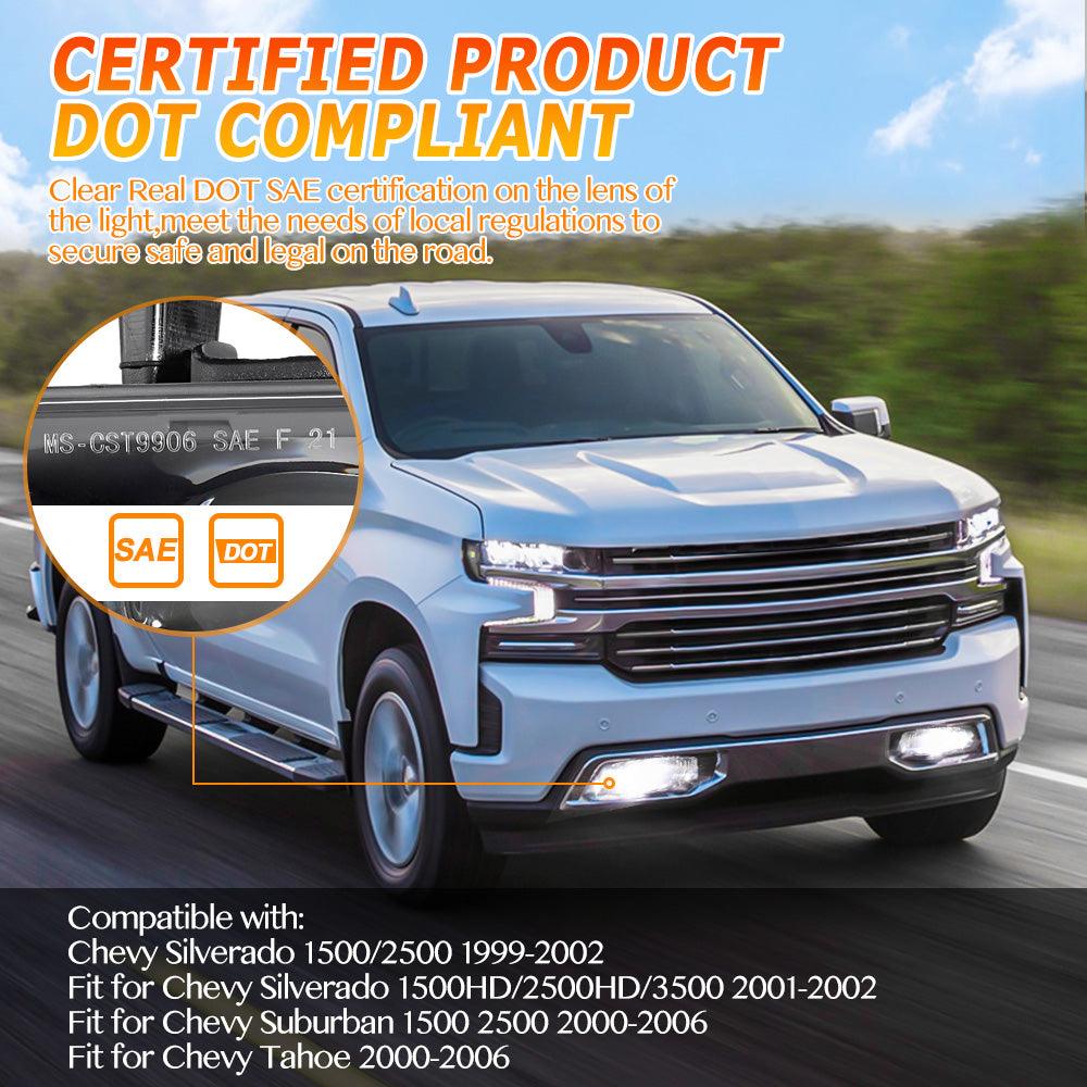 (قطعتان/مجموعة) مصابيح ضباب LED معتمدة بقوة 60 واط لسيارة شيفروليه سيلفرادو 1500/2500 موديلات 1999 و2000 و2001 و2002