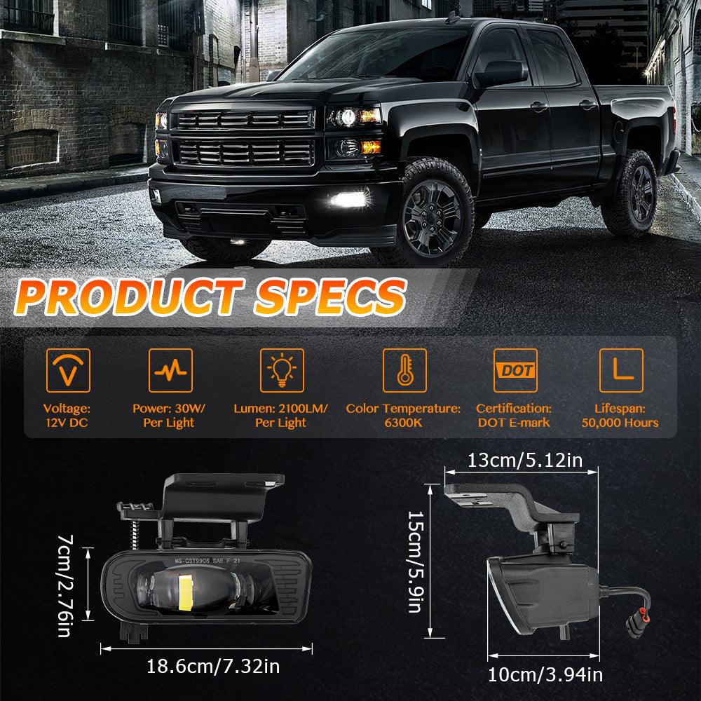 (قطعتان/مجموعة) مصابيح ضباب LED معتمدة بقوة 60 واط لسيارة شيفروليه سيلفرادو 1500/2500 موديلات 1999 و2000 و2001 و2002