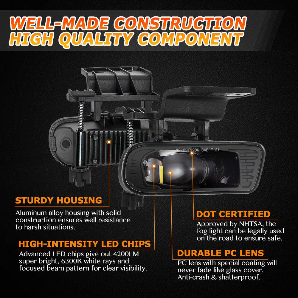 (قطعتان/مجموعة) مصابيح ضباب LED معتمدة بقوة 60 واط لسيارة شيفروليه سيلفرادو 1500/2500 موديلات 1999 و2000 و2001 و2002