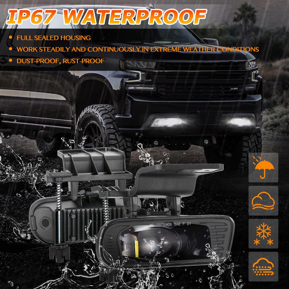 (قطعتان/مجموعة) مصابيح ضباب LED معتمدة بقوة 60 واط لسيارة شيفروليه سيلفرادو 1500/2500 موديلات 1999 و2000 و2001 و2002