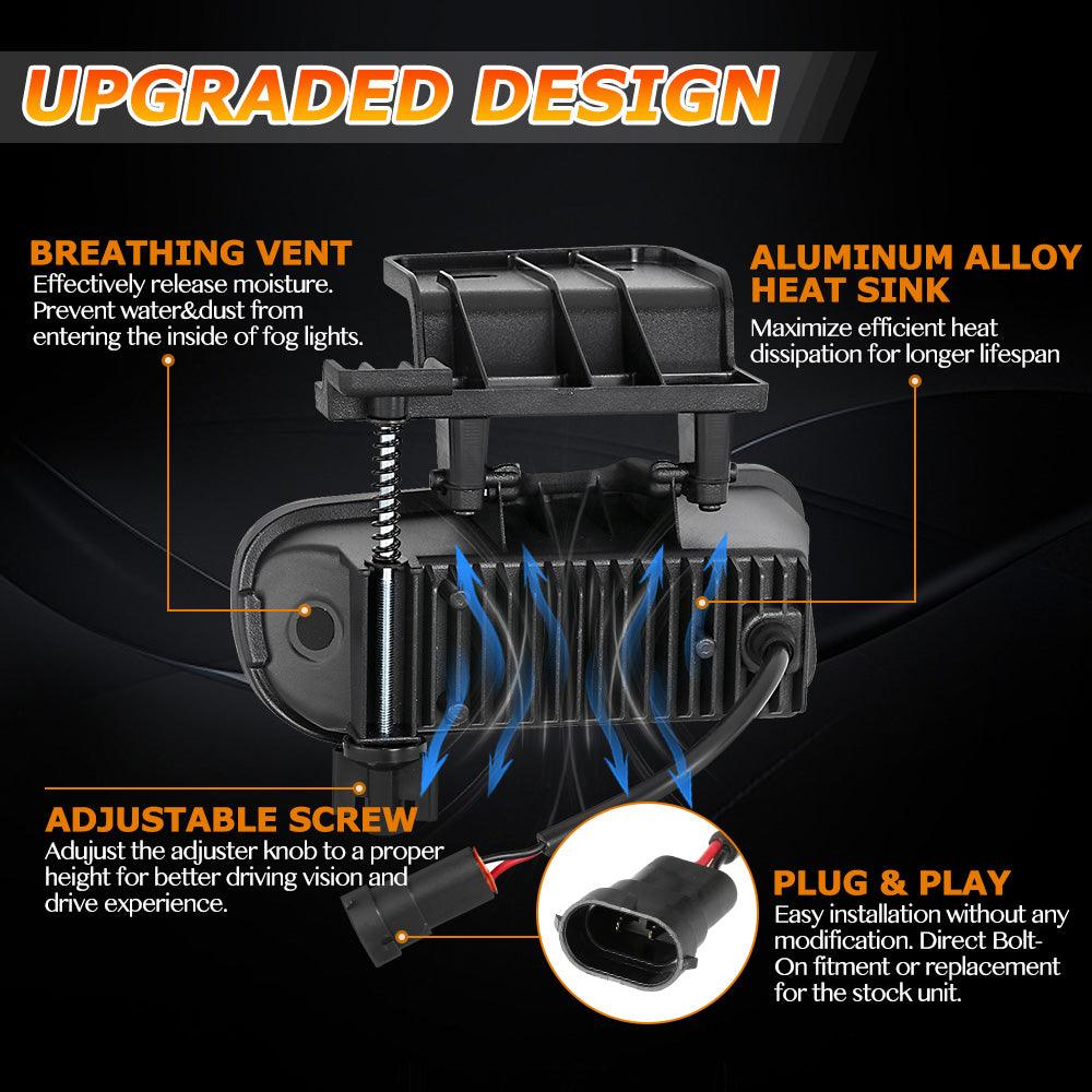 (قطعتان/مجموعة) مصابيح ضباب LED معتمدة بقوة 60 واط لسيارة شيفروليه سيلفرادو 1500/2500 موديلات 1999 و2000 و2001 و2002