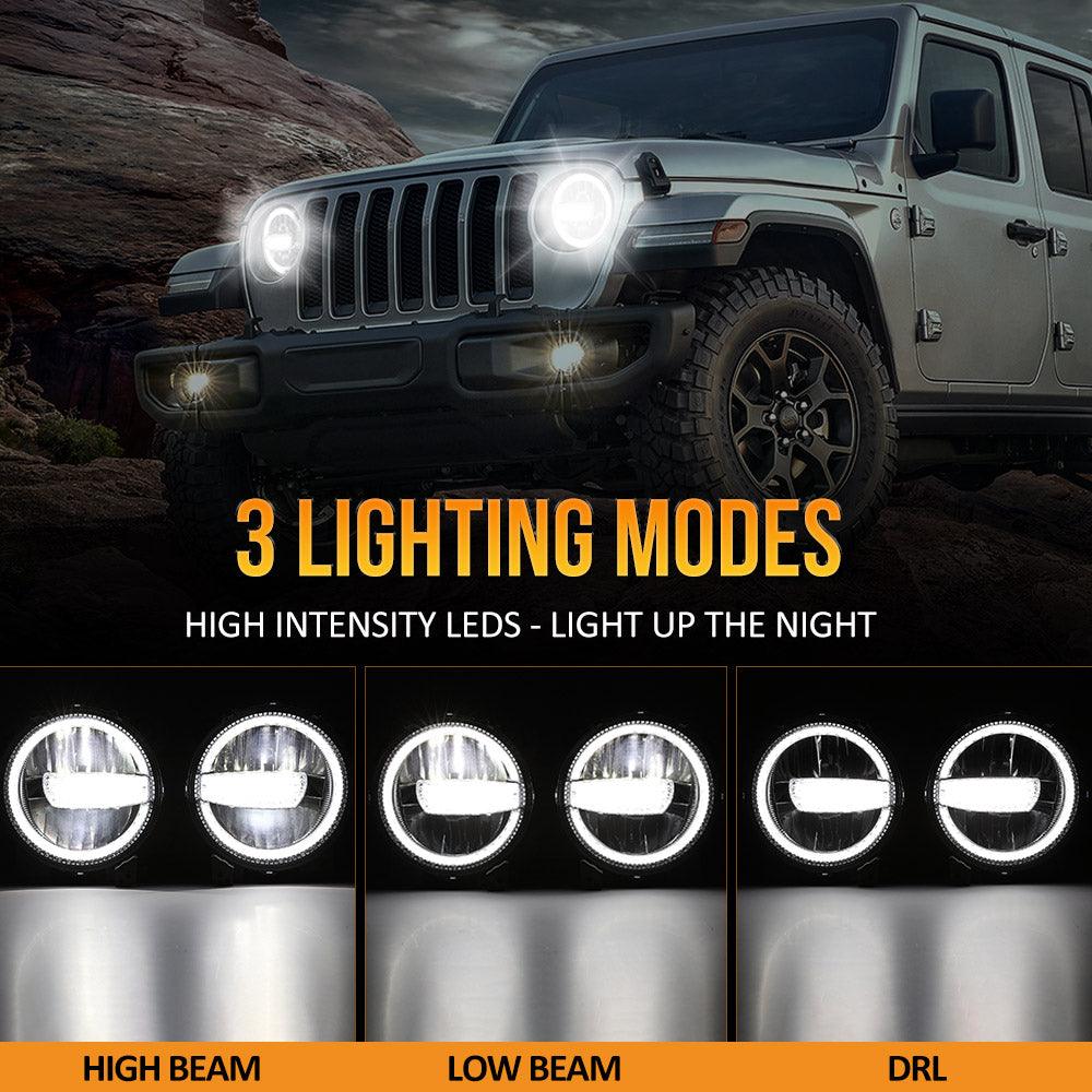 (2pcs/set) 9 Pouces 120W LED Feux DOT Jeep JL Gladiator JT