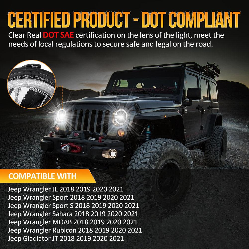 (2pcs/set) 9 Pouces 120W LED Feux DOT Jeep JL Gladiator JT