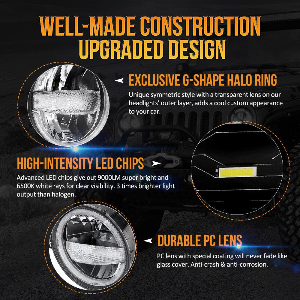 (2pcs/set) 9 Pouces 120W LED Feux DOT Jeep JL Gladiator JT