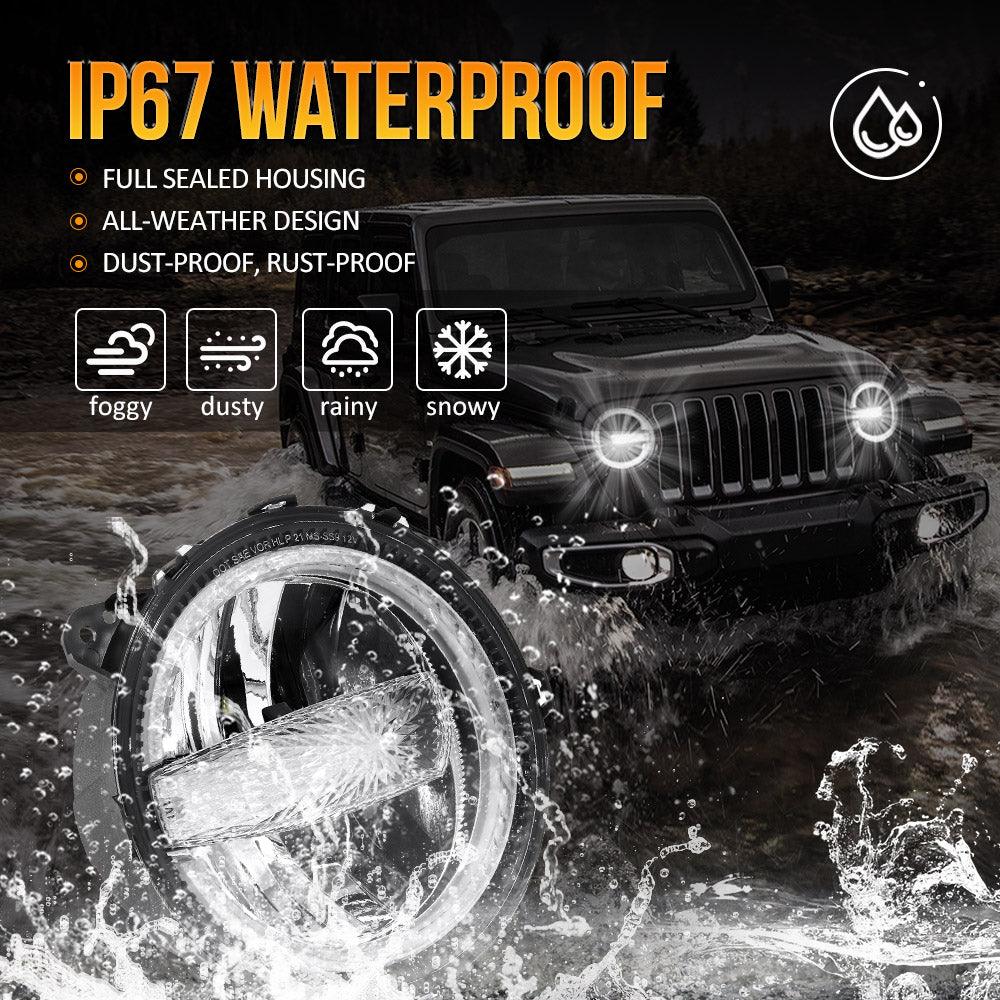 (2pcs/set) 9 Pouces 120W LED Feux DOT Jeep JL Gladiator JT