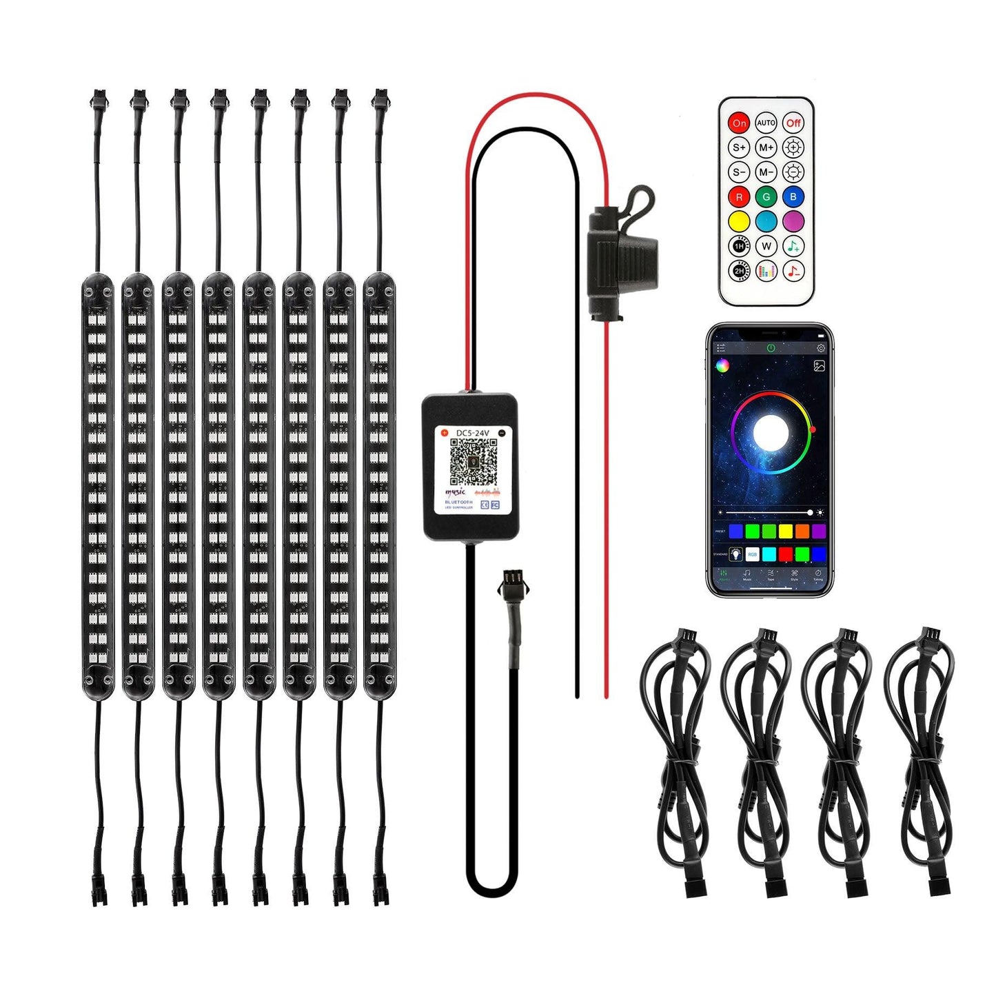 Magic Dream Color RGB Underglow Lights LED Strip Lights Kit with Bluetooth APP & Wireless Remote Control with Brake Light Function for ATV UTV