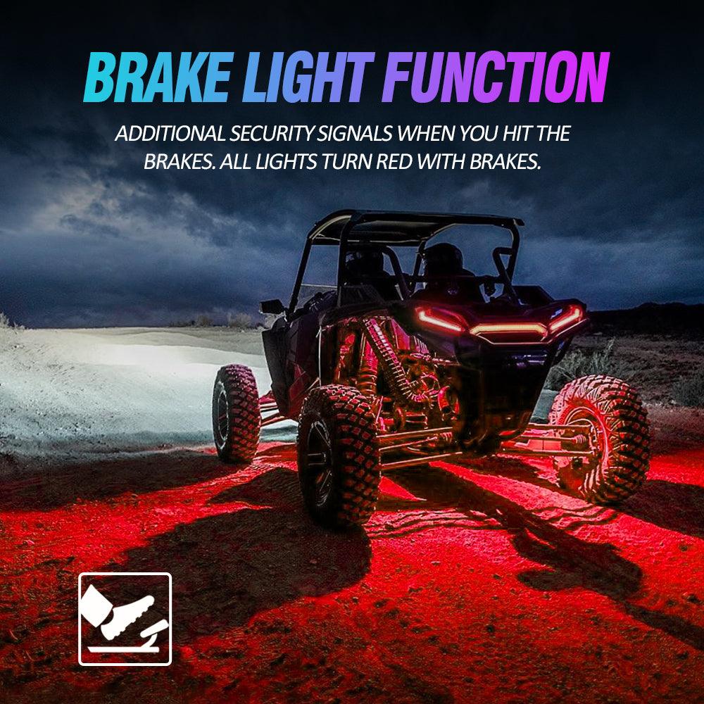 RGBW LED Rock Lights Kit with Bluetooth APP & Wireless Remote Control, Multicolor Neon Underglow Lights with Brake Light function