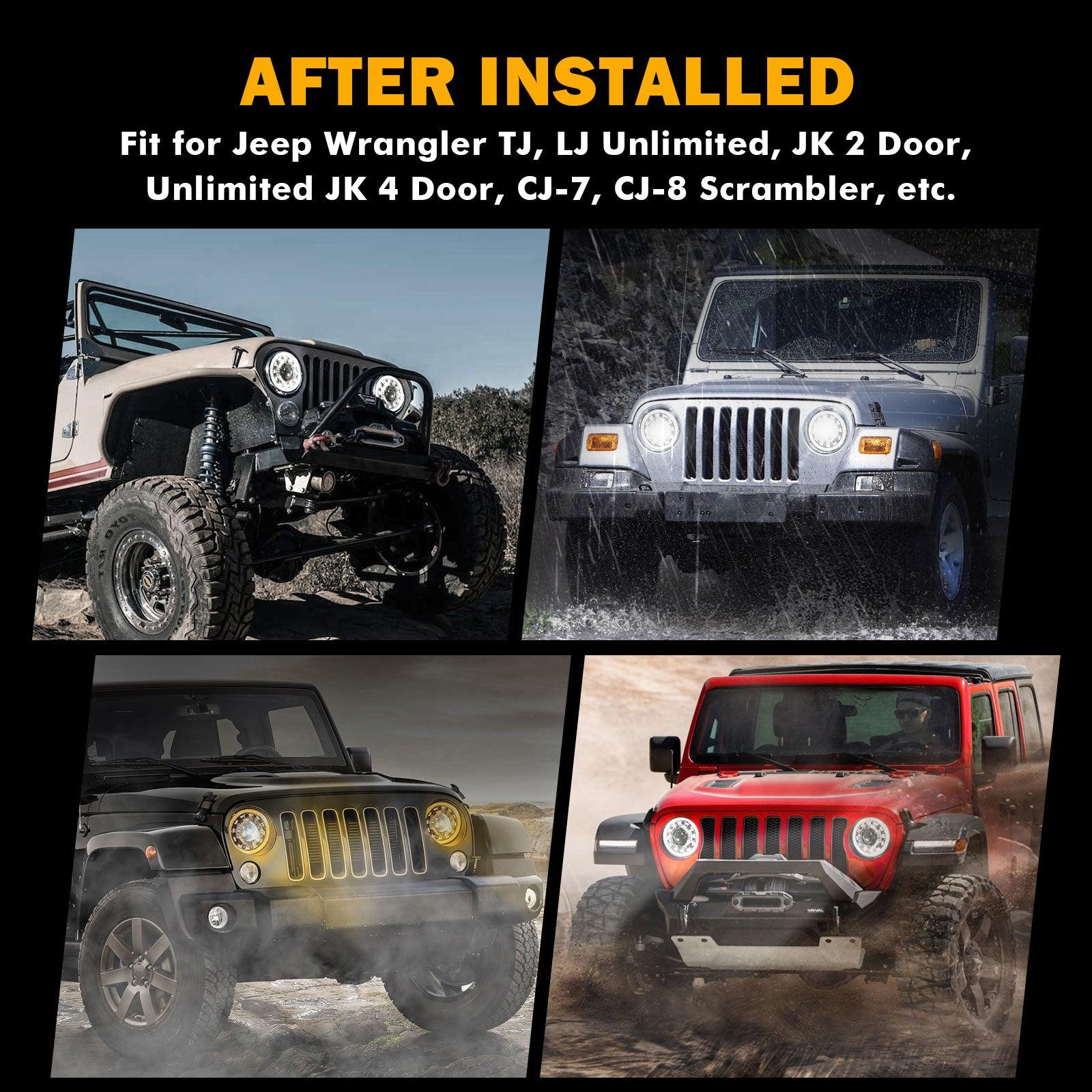 Starlight Flow Series 7 Inch 135W DOT Approved LED Headlights with DRL&Turn Signal High Low Beam for Jeep Wrangler JK TJ LJ CJ Land Rover Defender 90 1997 - Auxbeam  – éclairage LED auto