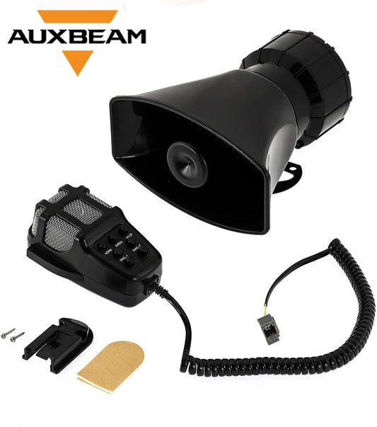 صفارة إنذار طوارئ Auxbeam 12 فولت 100 واط بسبع نغمات مع ميكروفون ومكبر صوت PA