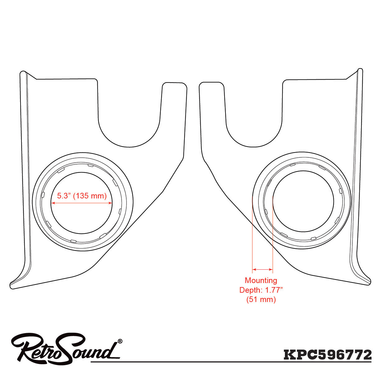 لوحات التحكم RETROSOUND لمكبرات الصوت S-62، شاحنة شيفروليه (1967-72)، باللون الأسود