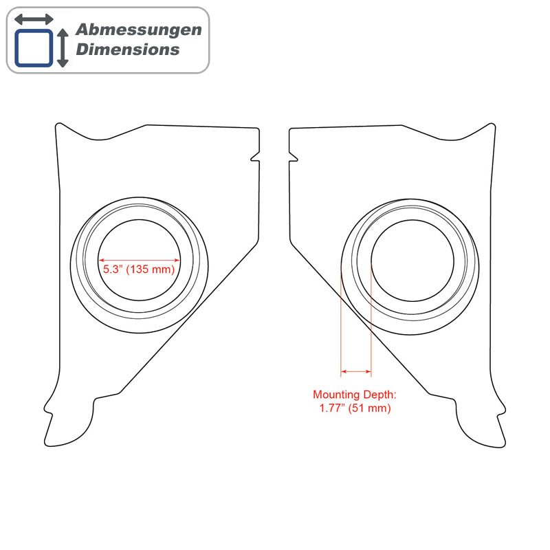 RETROSOUND Kickpanels without S-62 Speakers, Chevrolet (1955-56), black