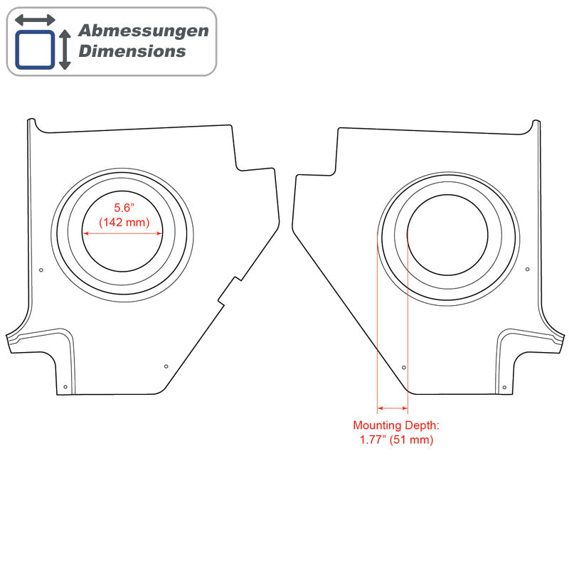RETROSOUND Kickpanels without S-62 Speakers, Ford Falcon (1960-66), black