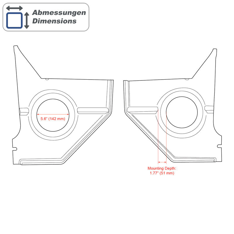 RETROSOUND Kickpanels without S-62 Speakers, Ford Mustang (1967-68), black