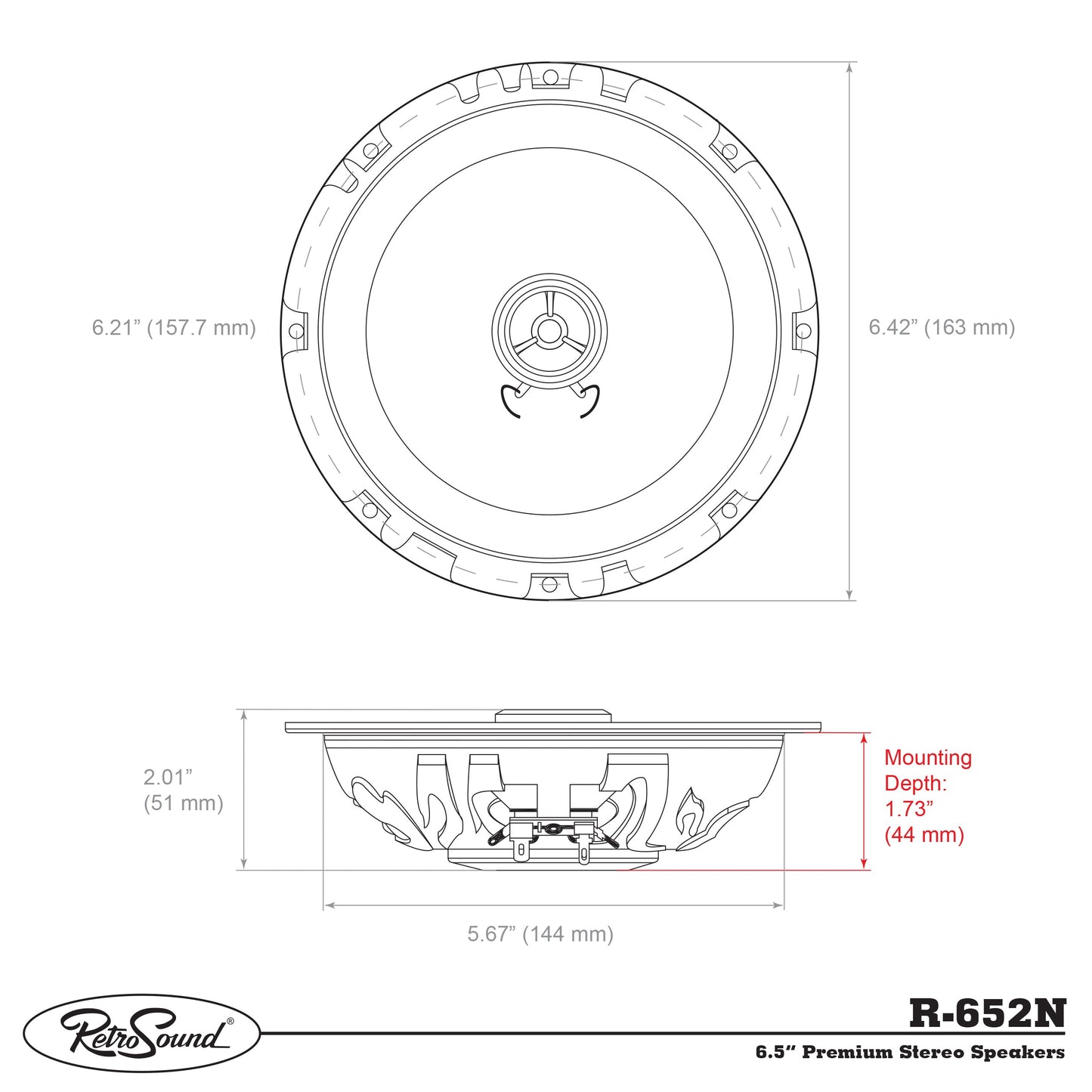 مكبر صوت RETROSOUND مقاس 6.5 بوصة، 165 مم (زوج)، نيوديم
