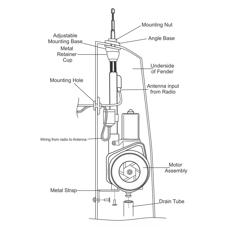RETROSOUND Universal mini fully-automatic power antenna. chrome