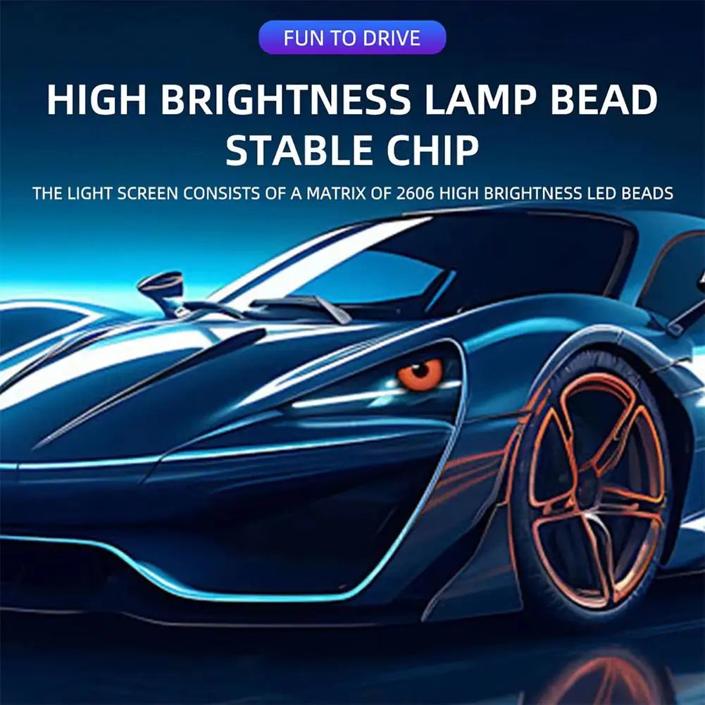 NEW Devil's Eye Angel's Eye LED Screen Car Fog Lamp Decoration Light Arrival Dynamic Cool DIY LED Pixel Screen Protective Cover