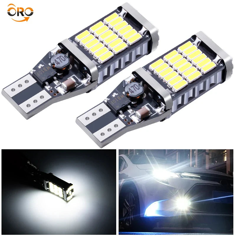 10 قطع T15 مصباح LED فائق السطوع للرجوع للخلف - 45 SMD 4014، متوافق مع CanBus 12 فولت متعدد الألوان (أبيض، أحمر، أزرق) مصباح موقف السيارة
