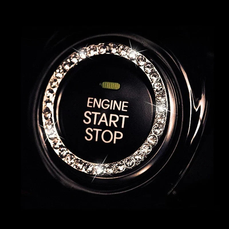 Crystal Engine Ignition Onekey Start Stop Push Button Switch Protective Cover Bling Girls Auto Accessories Car Interior Decor