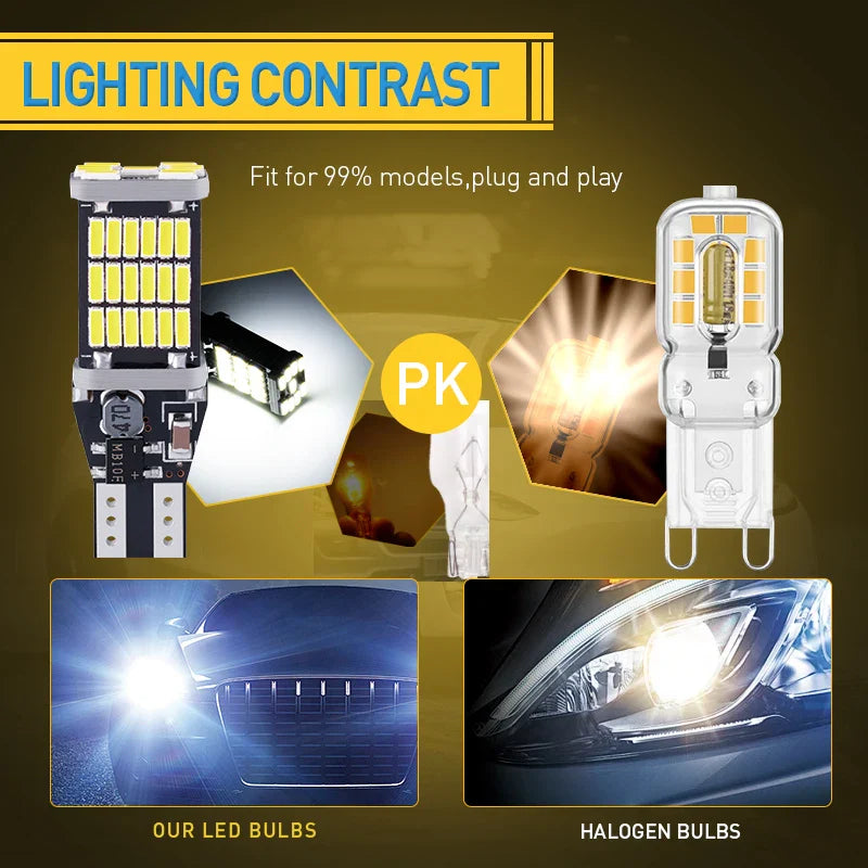 10 قطع T15 مصباح LED فائق السطوع للرجوع للخلف - 45 SMD 4014، متوافق مع CanBus 12 فولت متعدد الألوان (أبيض، أحمر، أزرق) مصباح موقف السيارة