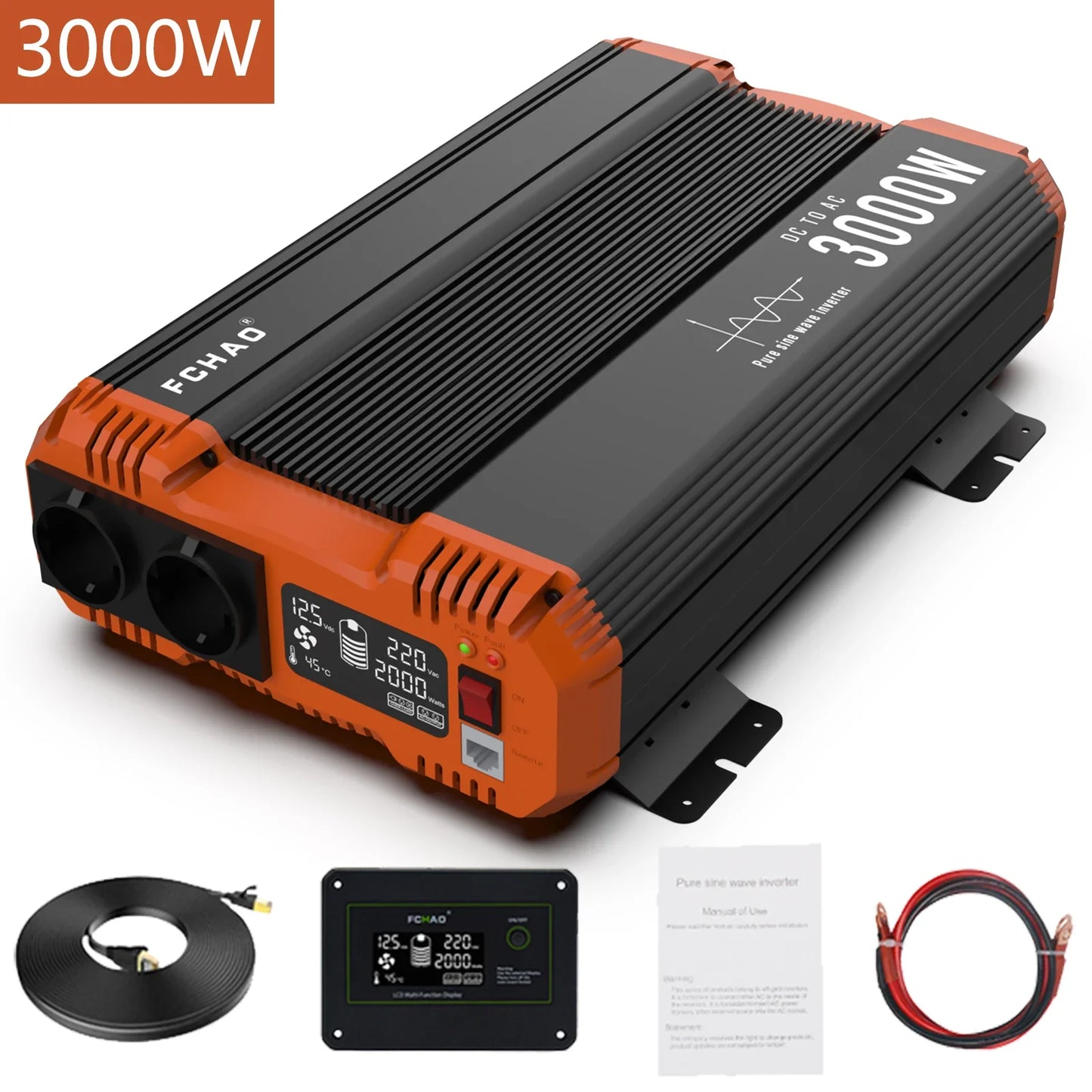 عاكس موجة جيبية نقية، عاكس طاقة 7000 وات، تيار مستمر 12 فولت 24 فولت 48 فولت إلى تيار متردد 220 فولت 230 فولت 50 هرتز، طاقة مستمرة 3500 وات، مناسب للمنزل والمركبات الترفيهية