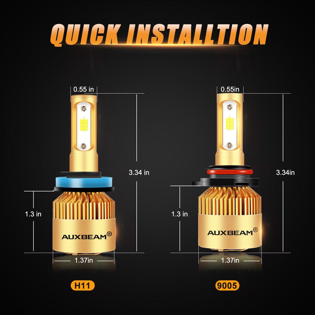 9005+H11 LED Headlight Bulbs 72W 8000LM S3 Series Fan Cooling 6500K Cool White | 4 Bulbs