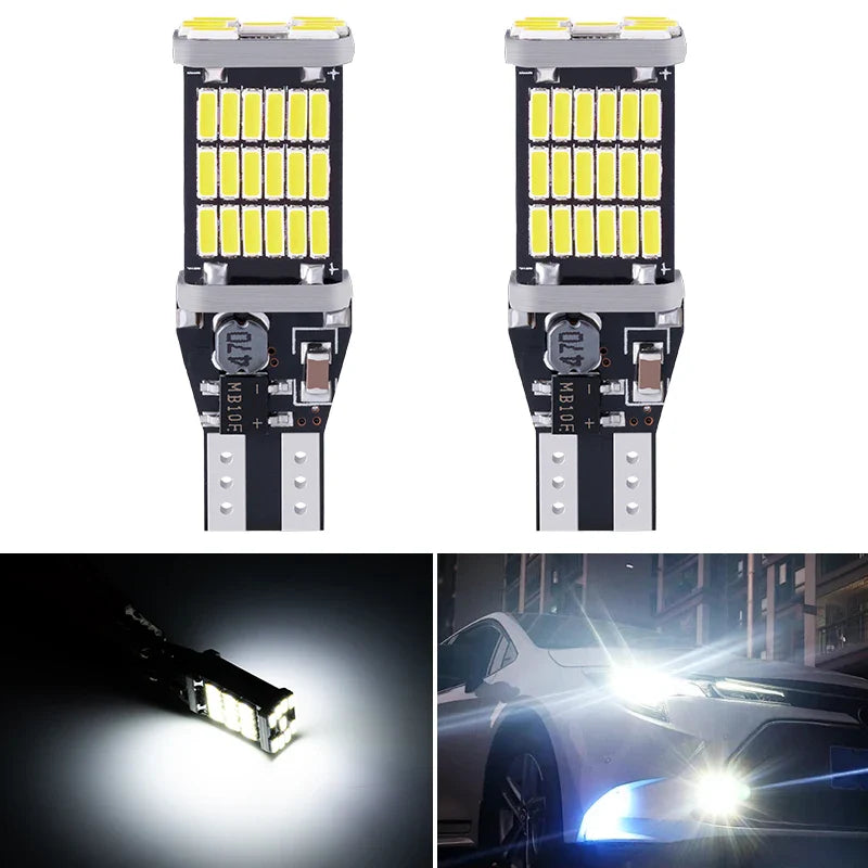 10 قطع T15 مصباح LED فائق السطوع للرجوع للخلف - 45 SMD 4014، متوافق مع CanBus 12 فولت متعدد الألوان (أبيض، أحمر، أزرق) مصباح موقف السيارة
