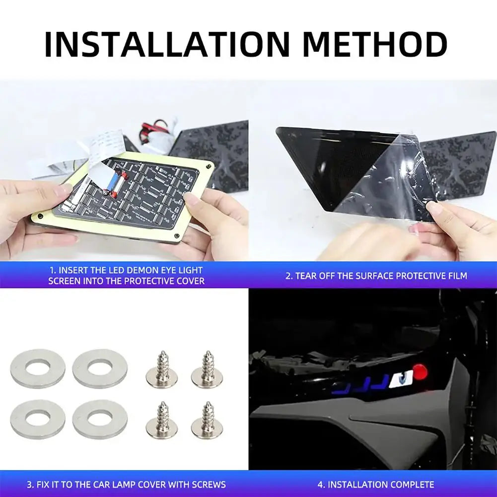 NEW Devil's Eye Angel's Eye LED Screen Car Fog Lamp Decoration Light Arrival Dynamic Cool DIY LED Pixel Screen Protective Cover