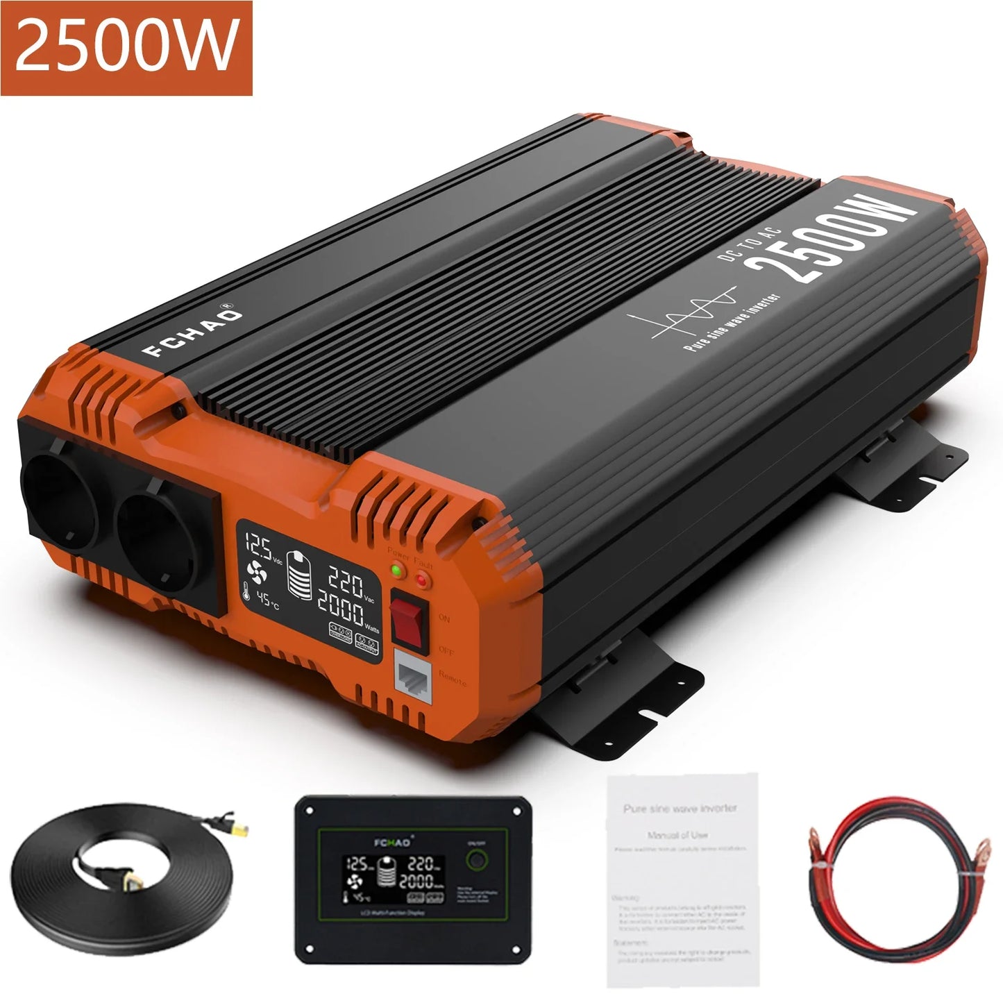 عاكس موجة جيبية نقية، عاكس طاقة 7000 وات، تيار مستمر 12 فولت 24 فولت 48 فولت إلى تيار متردد 220 فولت 230 فولت 50 هرتز، طاقة مستمرة 3500 وات، مناسب للمنزل والمركبات الترفيهية