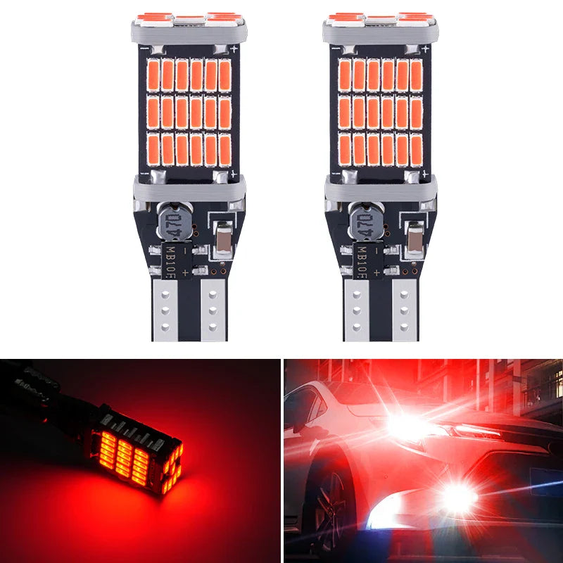 10 قطع T15 مصباح LED فائق السطوع للرجوع للخلف - 45 SMD 4014، متوافق مع CanBus 12 فولت متعدد الألوان (أبيض، أحمر، أزرق) مصباح موقف السيارة