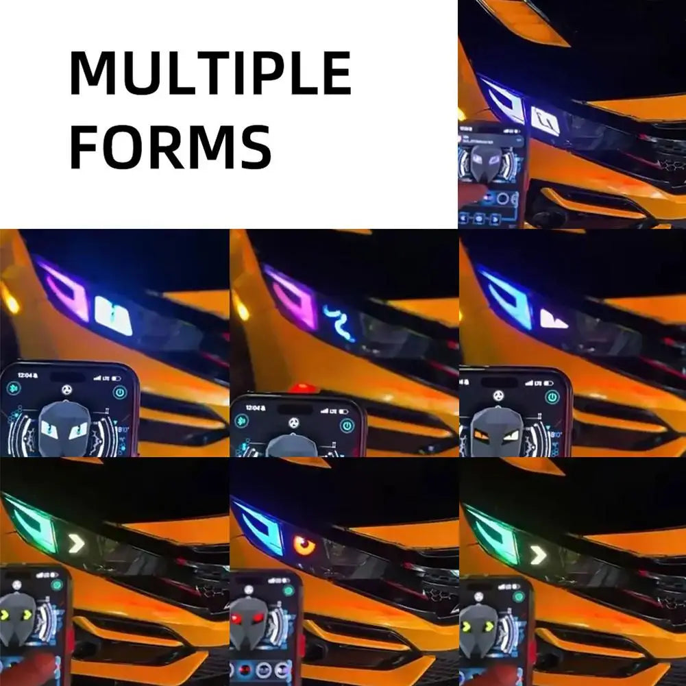 NEW Devil's Eye Angel's Eye LED Screen Car Fog Lamp Decoration Light Arrival Dynamic Cool DIY LED Pixel Screen Protective Cover