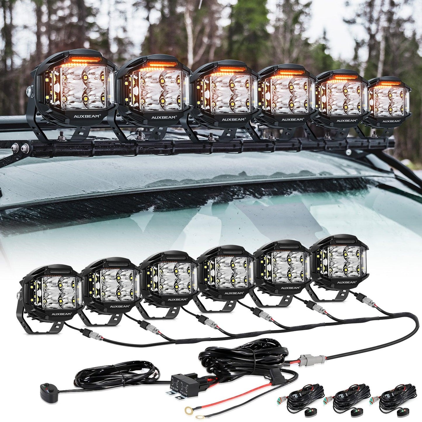 V-MAX Series | 4 Inch 92W 8960LM Combo Beam Side Shooter LED Round Pod Lights with Amber DRL - Auxbeam  – éclairage LED auto