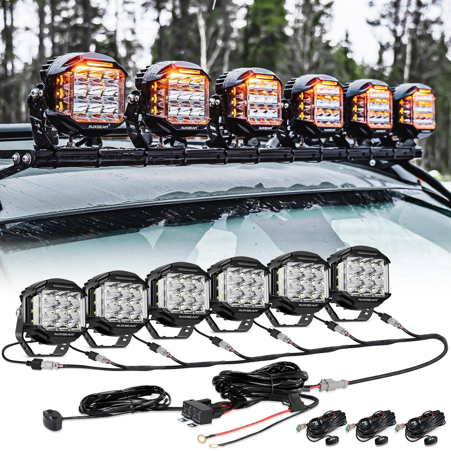 V-MAX Series Combo Beam Side Shooter LED Pod Lights with Amber DRL