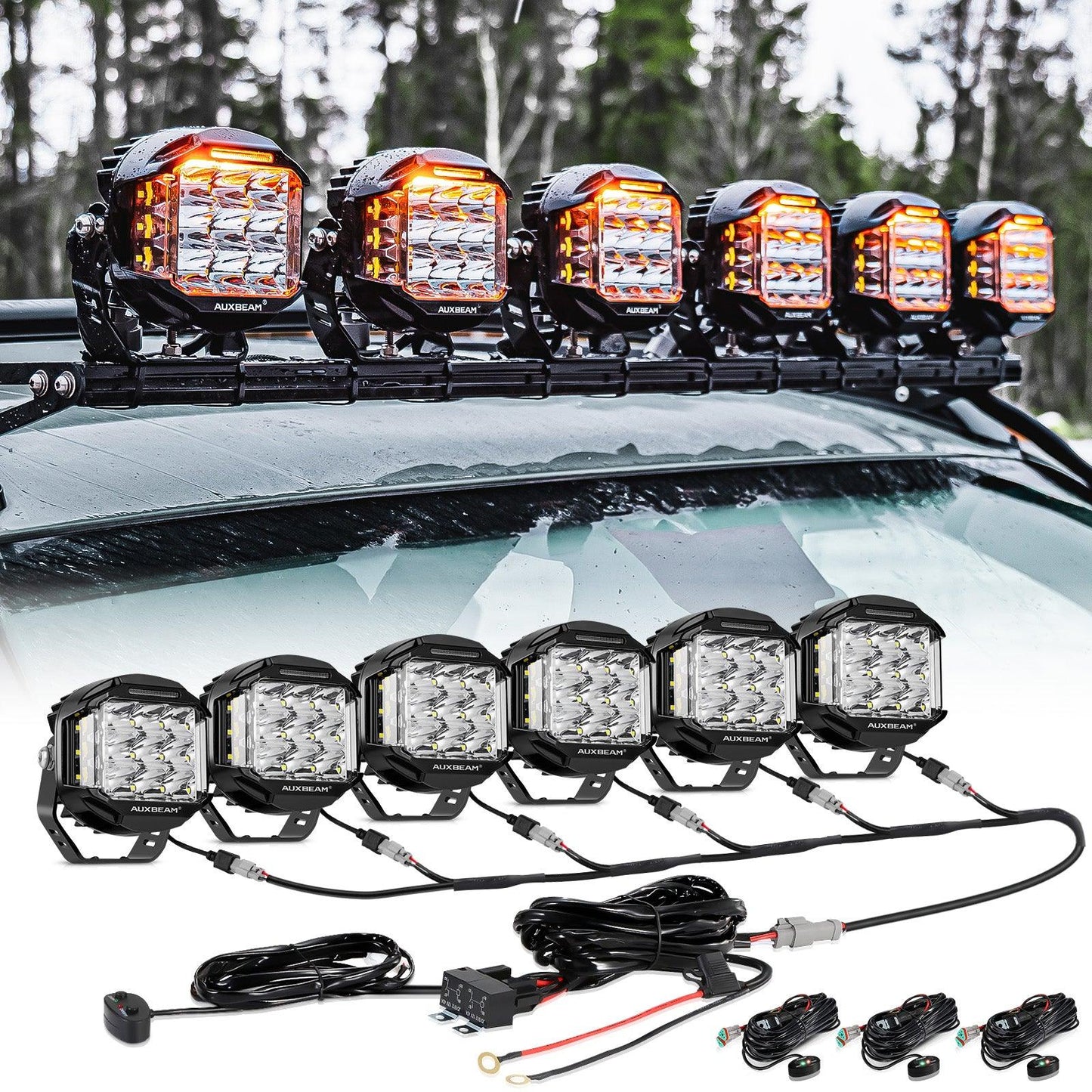 V-MAX Series | 5 Inch 168W 16440LM Combo Beam Side Shooter LED Round Pod Lights with Amber DRL - Auxbeam  – éclairage LED auto