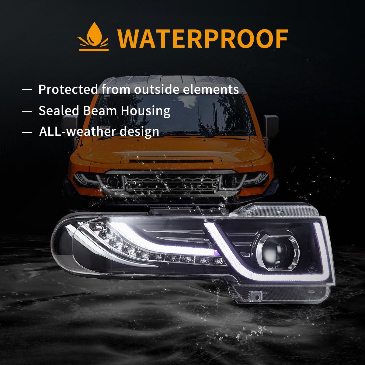 LED Headlight Assembly Dual Beam Projector with Grille For 2007-2015 Toyota FJ Cruiser XJ10