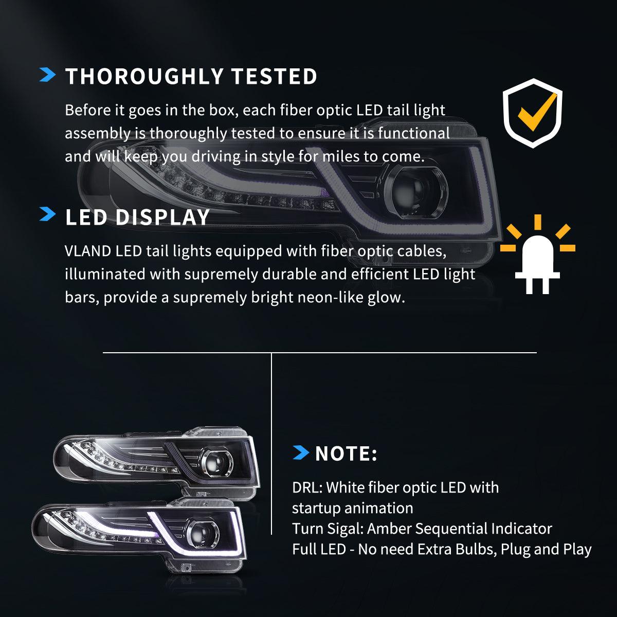 LED Headlight Assembly Dual Beam Projector with Grille For 2007-2015 Toyota FJ Cruiser XJ10