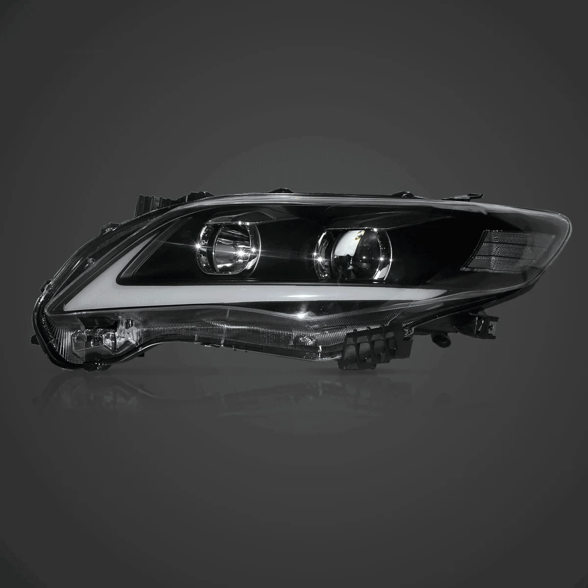 LED Headlight Assembly Projector Black For 2011-2013 Toyota Corolla 10th Gen (E140 Wide-Body) Facelift