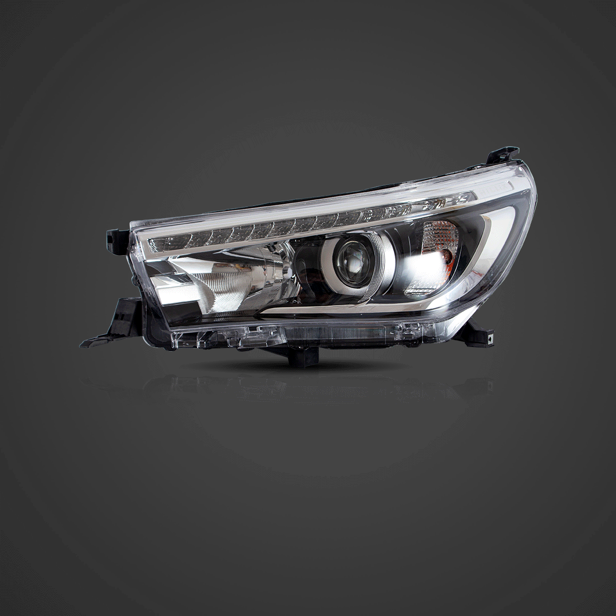 LED Headlight Assembly Dual Beam Projector Black For 2015-2020 Toyota Hilux SR5 8th Gens (GUN125, GUN126R) Pre-Facelift