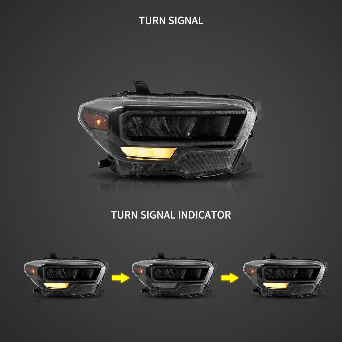 مجموعة مصابيح أمامية LED مع وعاء عاكس من الكروم لسيارة تويوتا تاكوما الجيل الثالث (N300) موديلات 2016-2023
